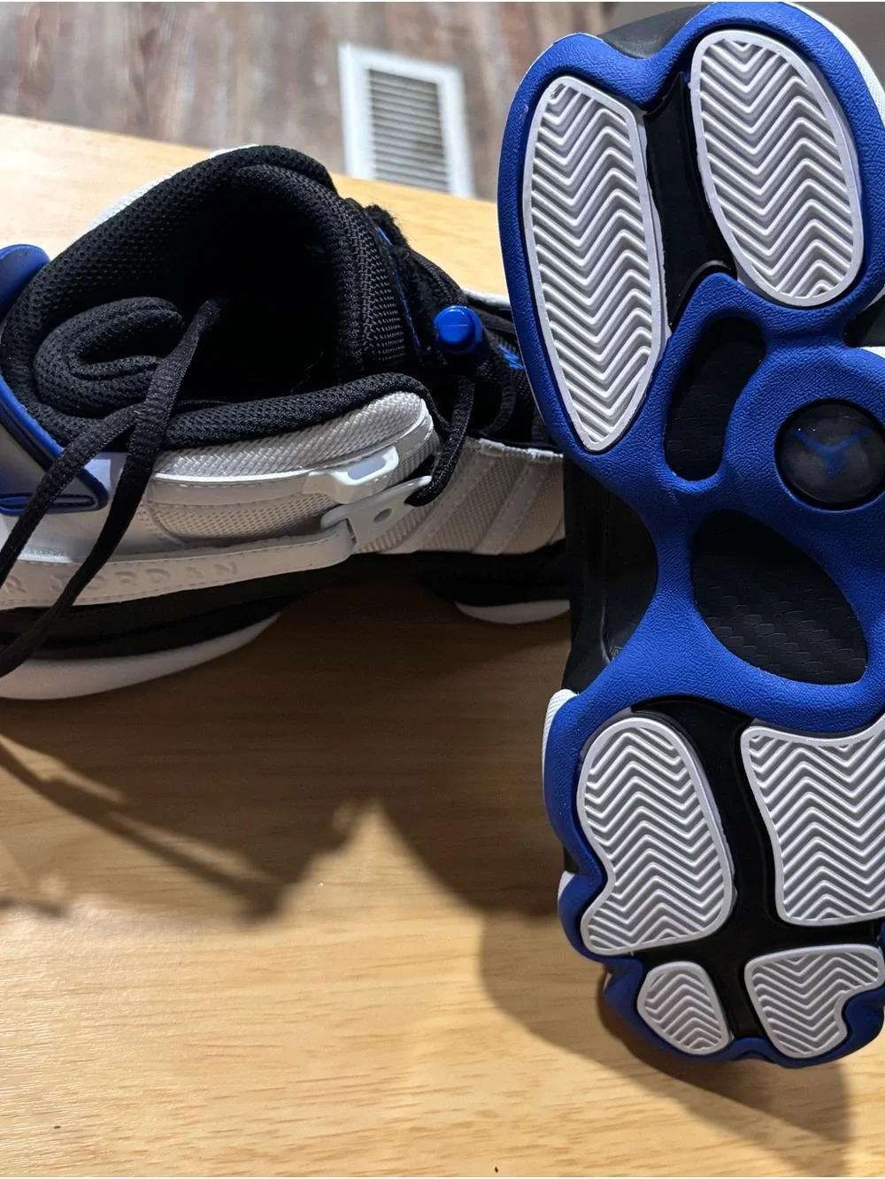 Jordan 6 Rings Black, White & Blue High-Top Basketball Sneakers